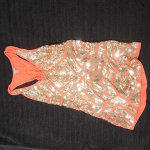 Gold and salmon, sequined, tank top, Charlotte Russe, S